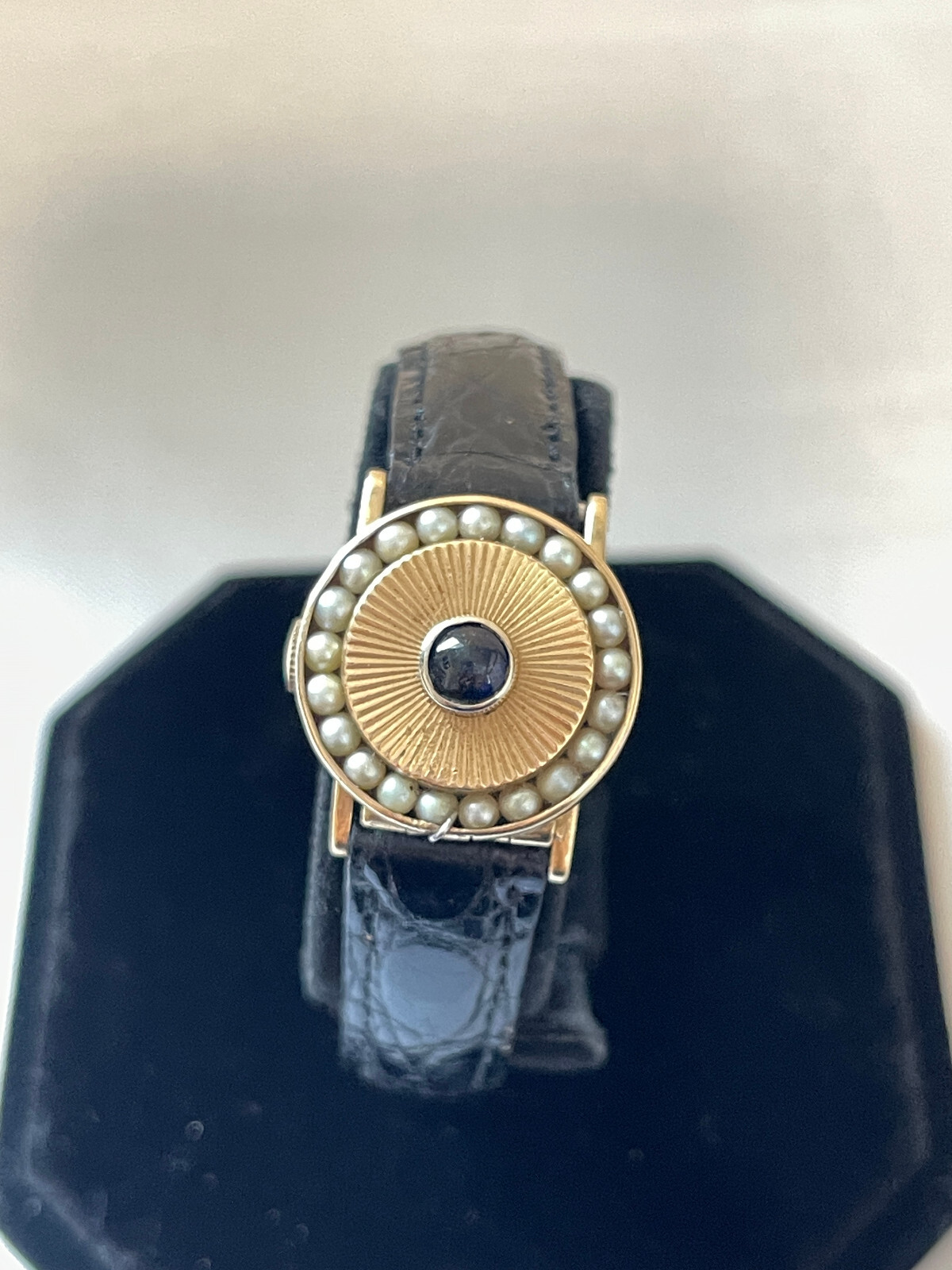 Vintage Lucien Piccard Flip Top Covered Watch with Pearls and 14k Yellow Gold.