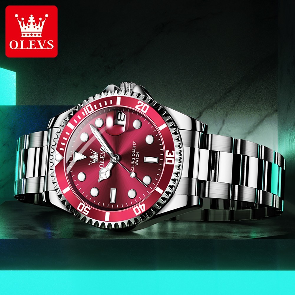 OLEVS Men’s Quartz Watch Stainless Steel Band Waterproof Luminous Wristwatch