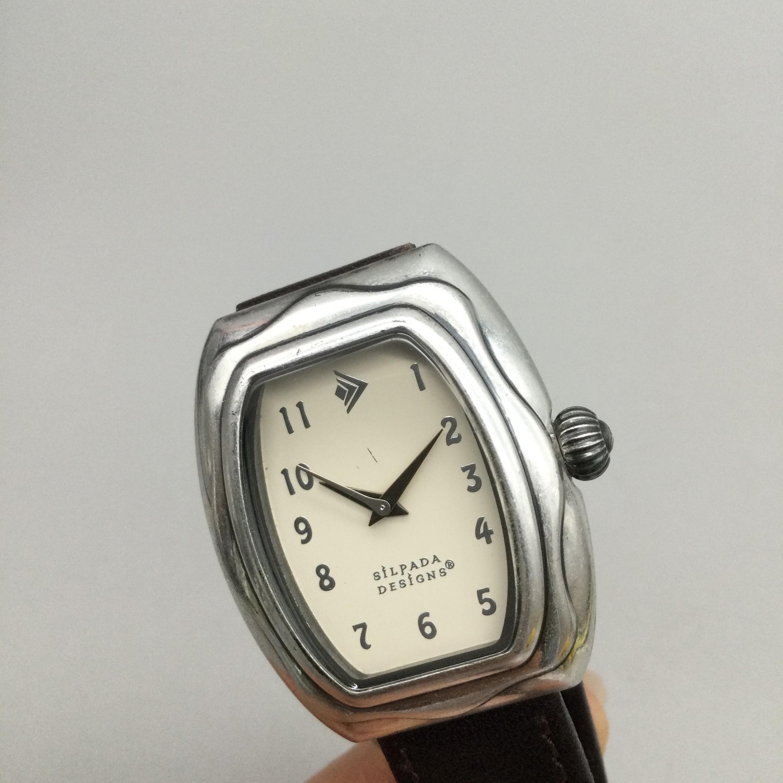 Silpada Designs Womens Watch 29mm Silver Tone Brown Leather Wrap New Battery