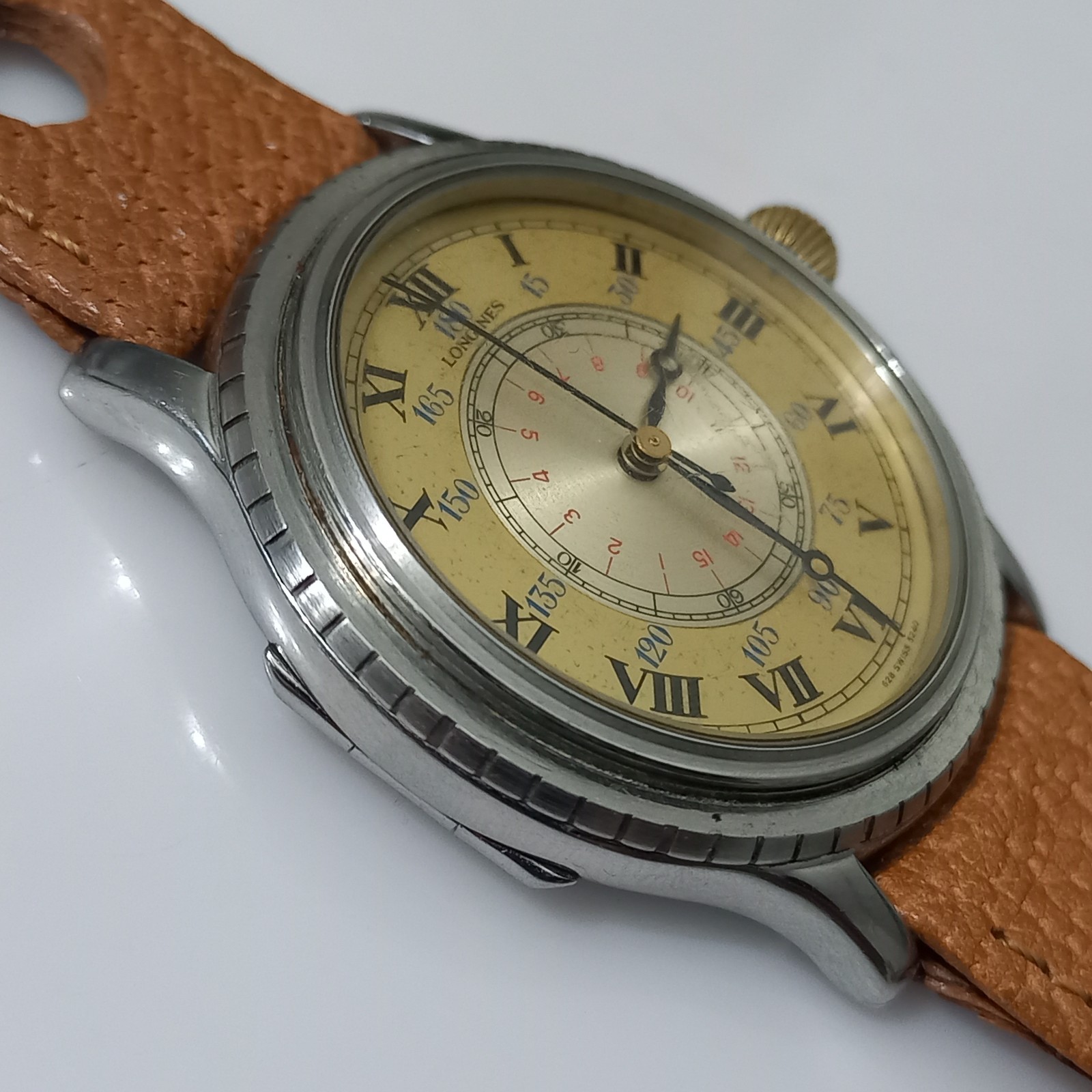18k/Steel LONGINES Lindbergh Hour Angle Cal L 628.1 Ref 628.5240 (Bezel Missing)