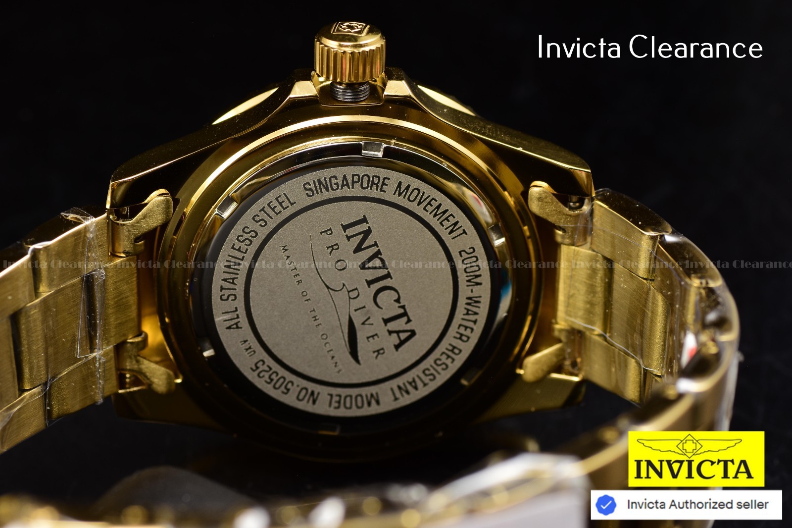 Invicta Men’s Specialty 43mm Black Dial Gold Tone Stainless Steel Bracelet Watch