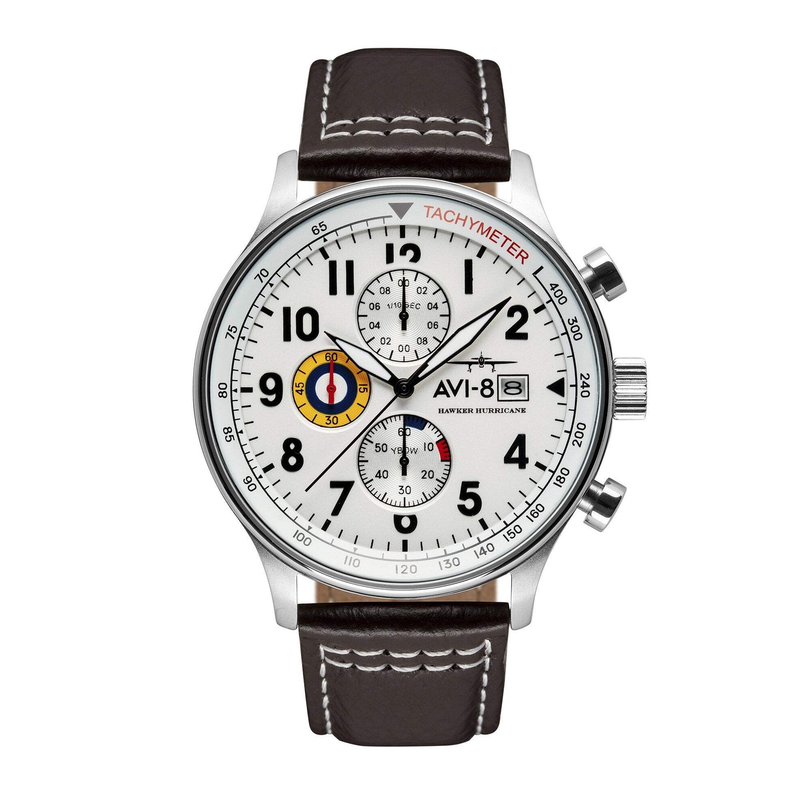 Hawker Hurricane Classic Chronograph White / Leather | White Dial Wristwatch AV-
