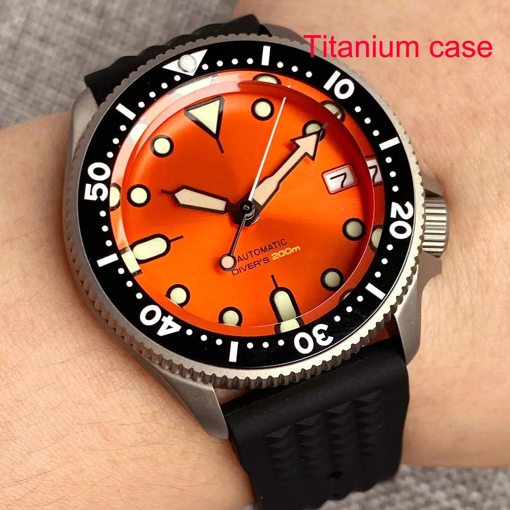Tandorio New 20ATM 37mm SKX Style Diver Titanium Automatic Watch Sapphire Glass