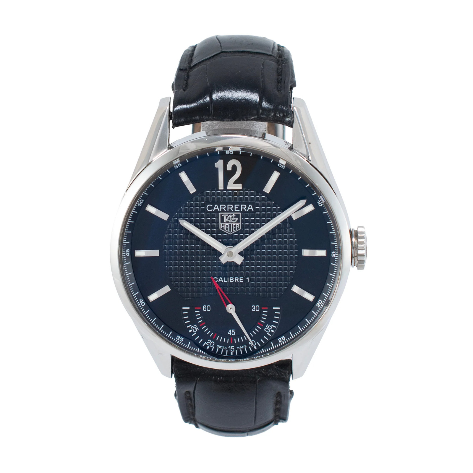 Tag Heuer Carrera 43MM wv3010.eb0025 Black Dial Steel Manual Wind Watch