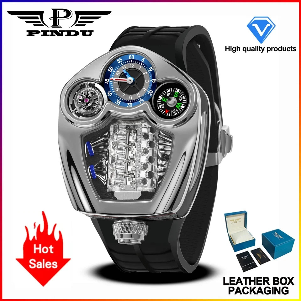 PINDU Engine Series PD6658 Quartz Watch Men Compass Waterproof