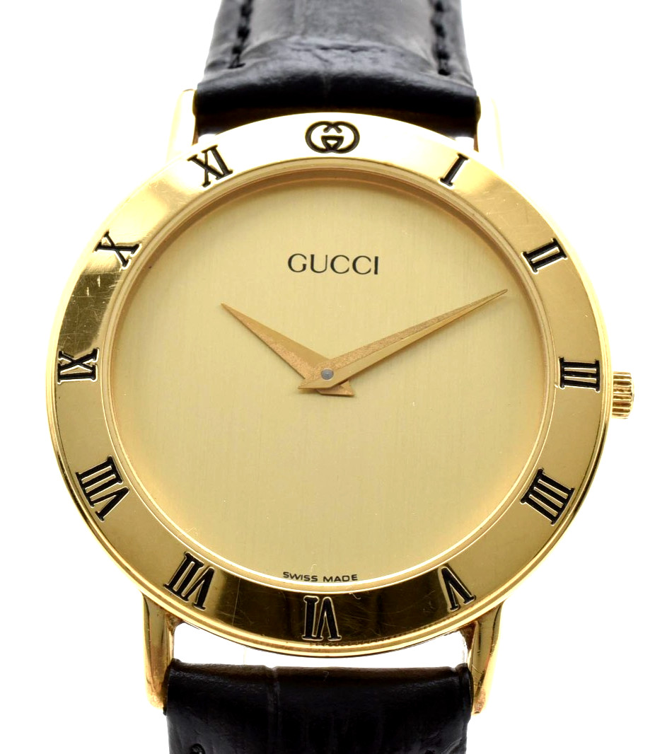 [Near MINT] Gucci 3000.2.M Vintage Gold Plated Quartz Men’s Watch From JAPAN