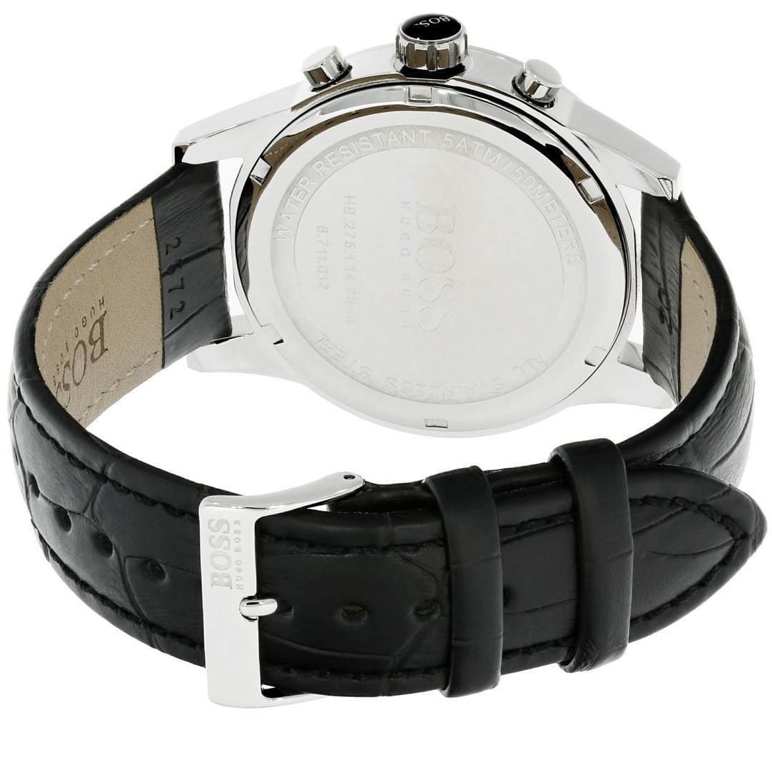 Hugo Boss Chronograph 1513283 Men’s Blue Dial Watch Genuine Leather Strap