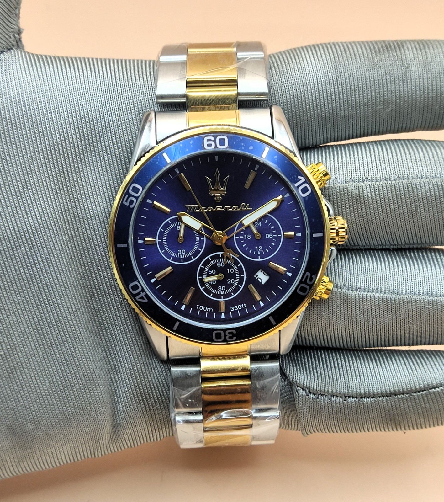 Amazing Maserati Chronograph Blue Dial Analog Refurbished Men’s Wrist Watch