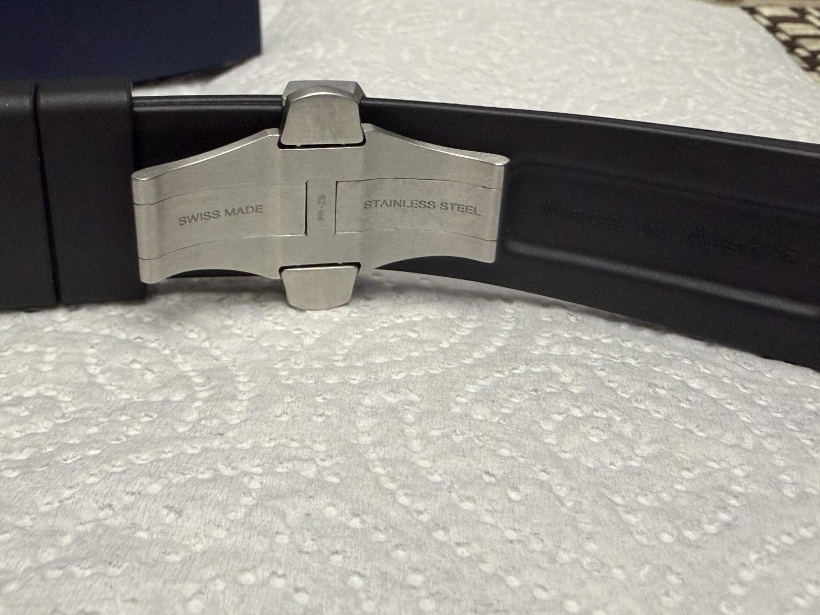 Panerai 24mm Black Rubber Strap Band w/ 22mm stainles Steel Deployant Clasp