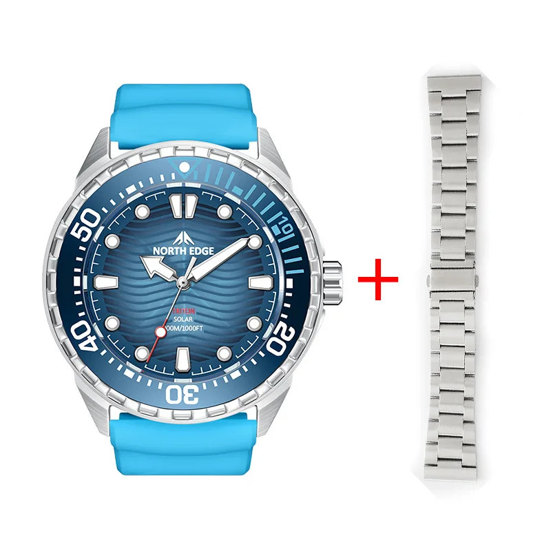 NORTH EDGE 2025 New TRITON Solar Powered Dive Watch Men Luxury Quartz Watches Fo
