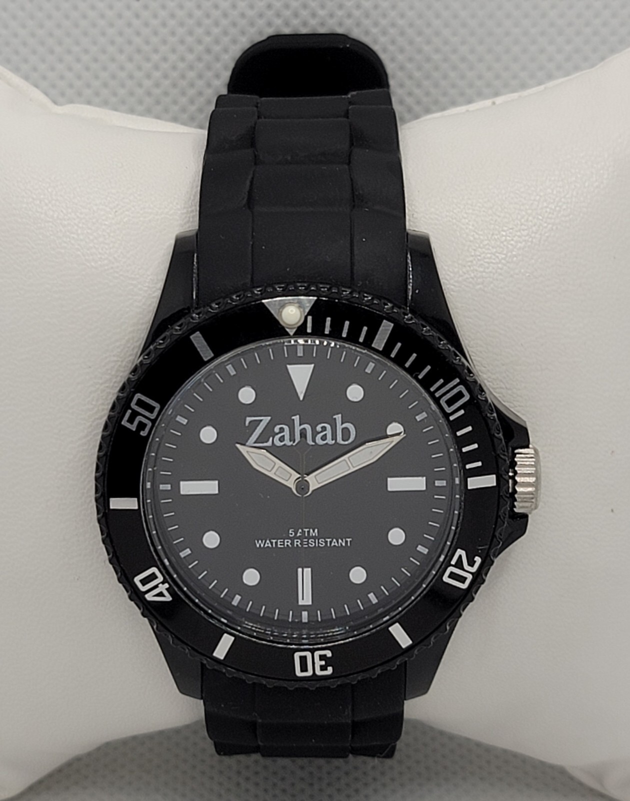 Mens Sport Round All Black Tone Blue Poly Band Analog Watch K2