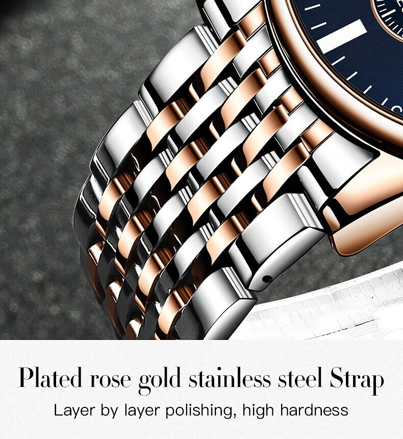 OLEVS 2869 Multifunctional High Quality Quartz 3D Dial Stainless Steel Watch