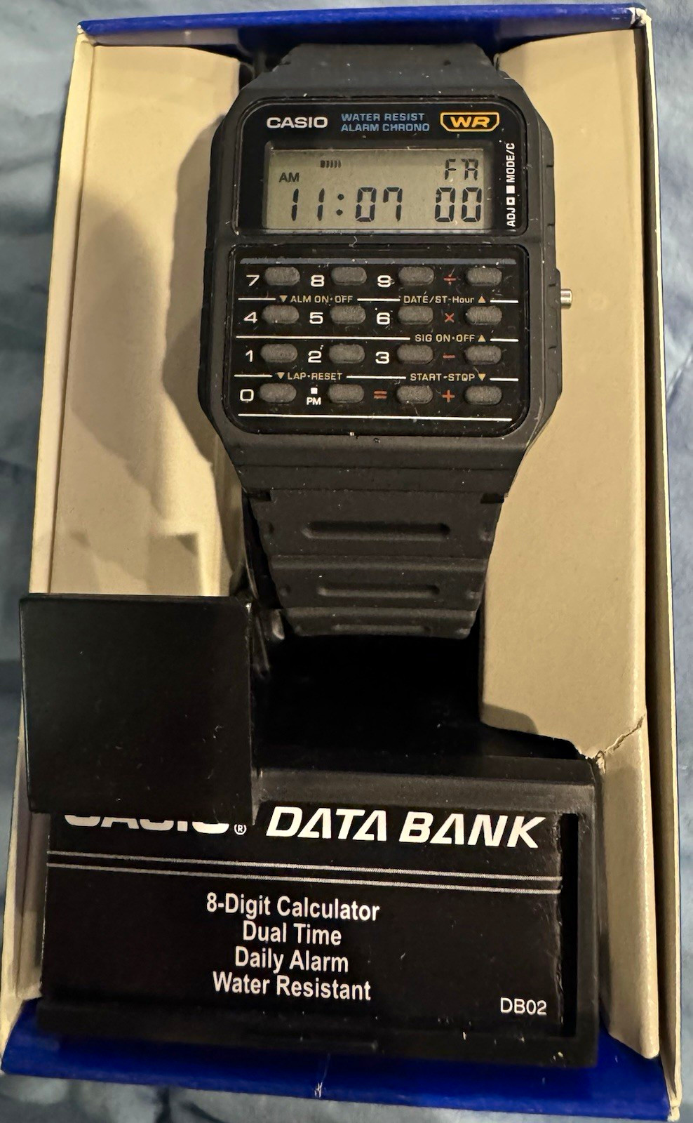 Casio Data Bank Quartz Digital Calculator Alarm Dual Time Black Resin w/Box