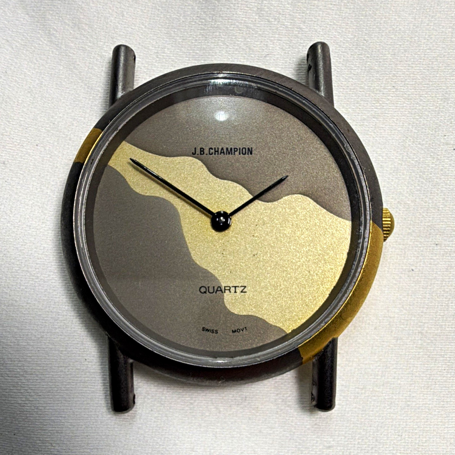 J.B. Champion Quartz Swiss Movement Two-Tone Round Analog SS Wristwatch
