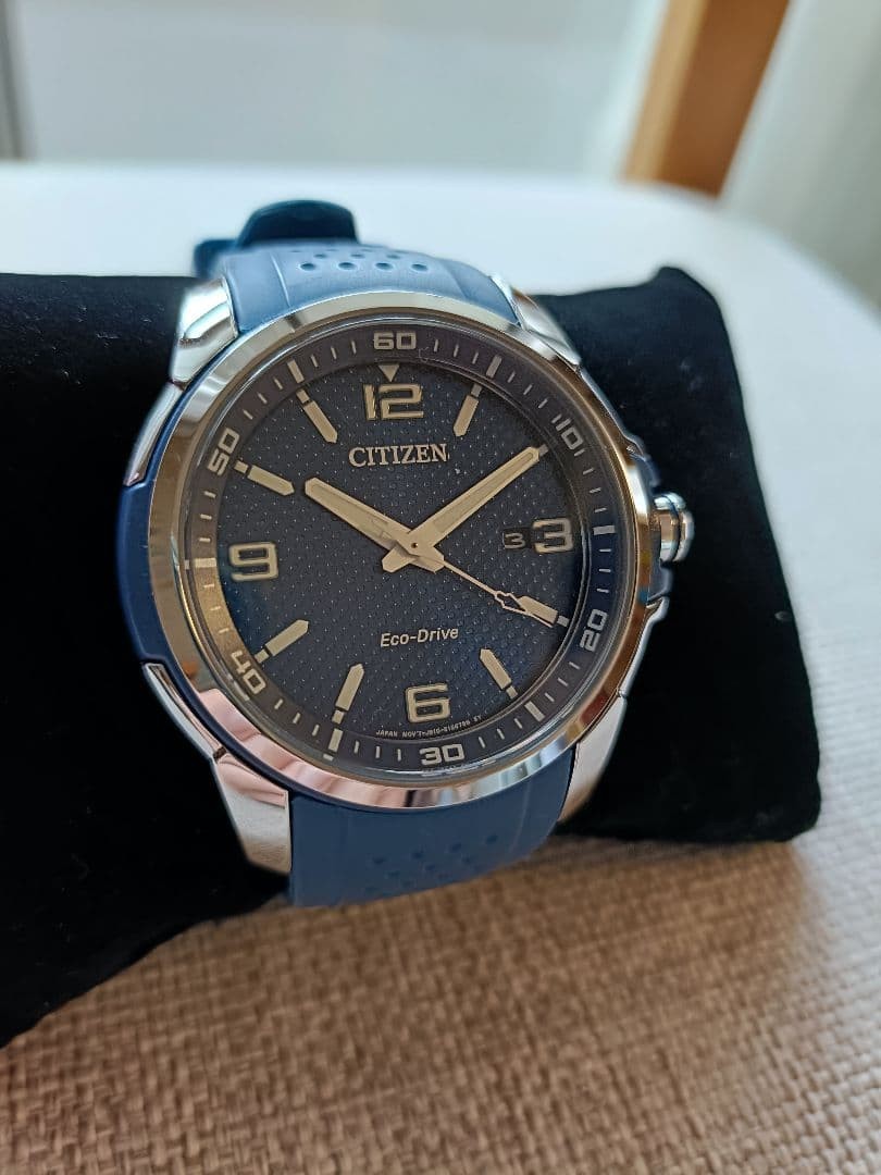 CITIZEN Eco Drive AW1158 05L Watch Overseas Model Solar Powered Analog Blue