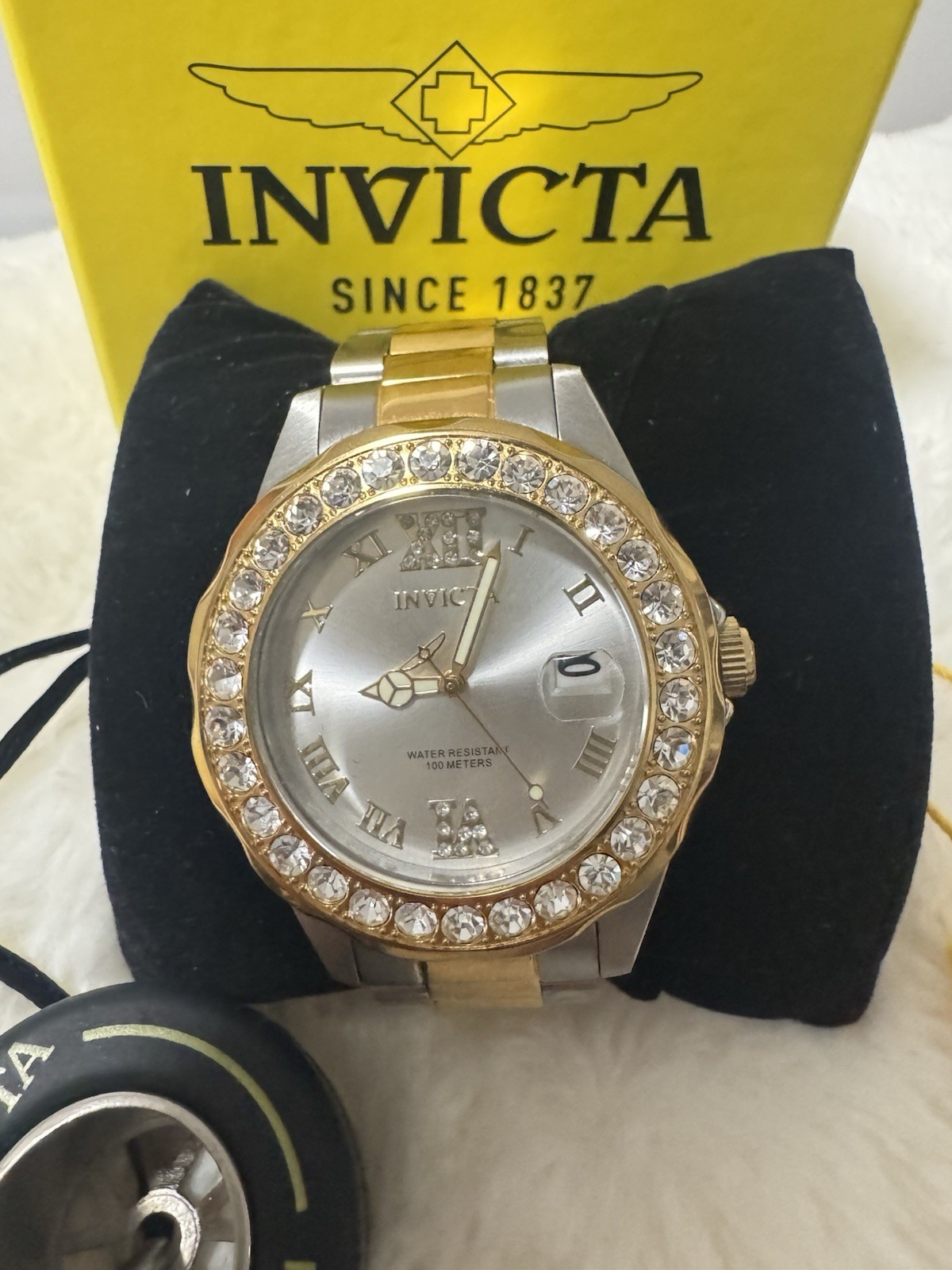 Invicta Angel Women’s Quartz Two-Tone Roman Silver Dial Date Watch w/ Box