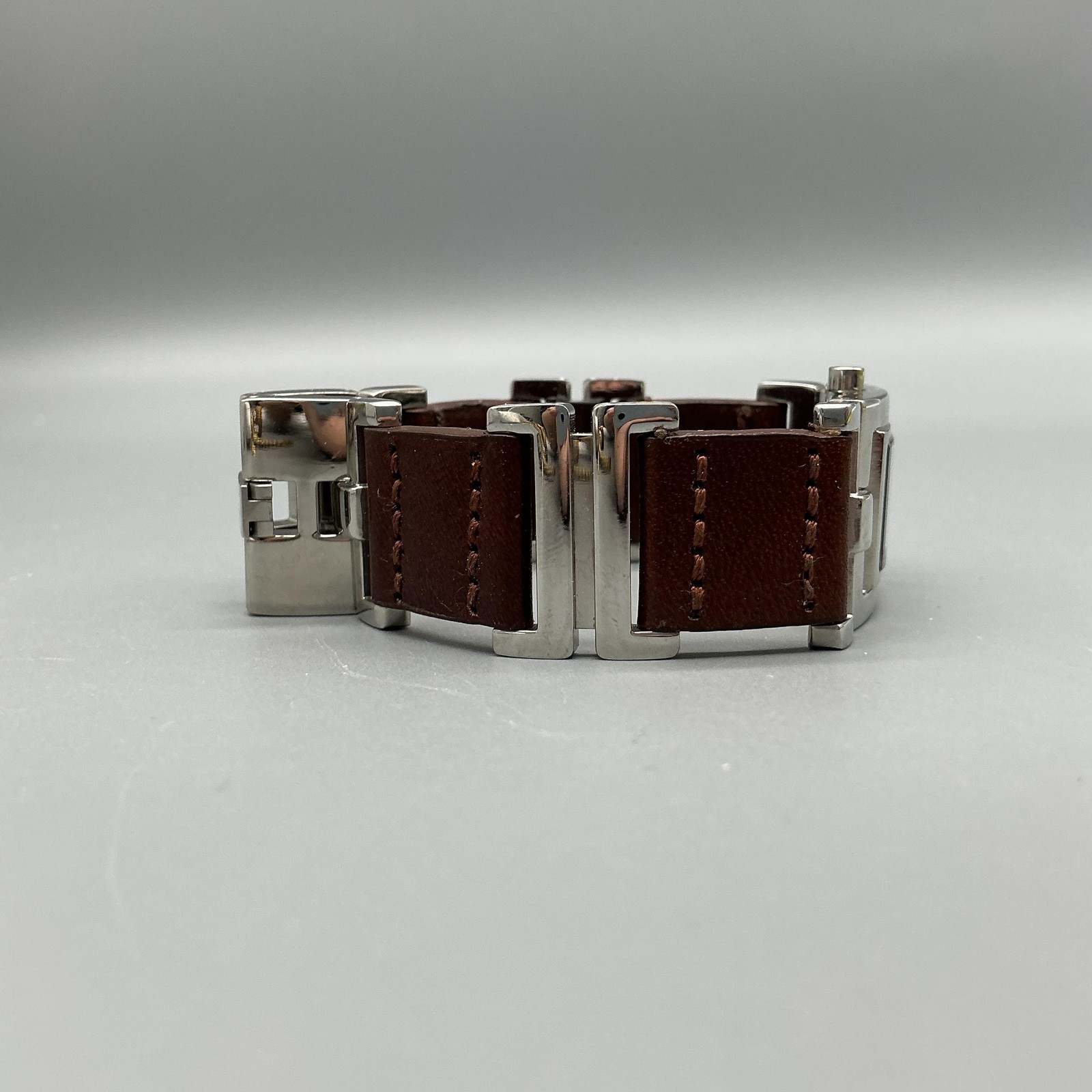 Fossil F2 ES-1855 Womens Watch 21mm Leather Stainless Band New Battery 7.75″