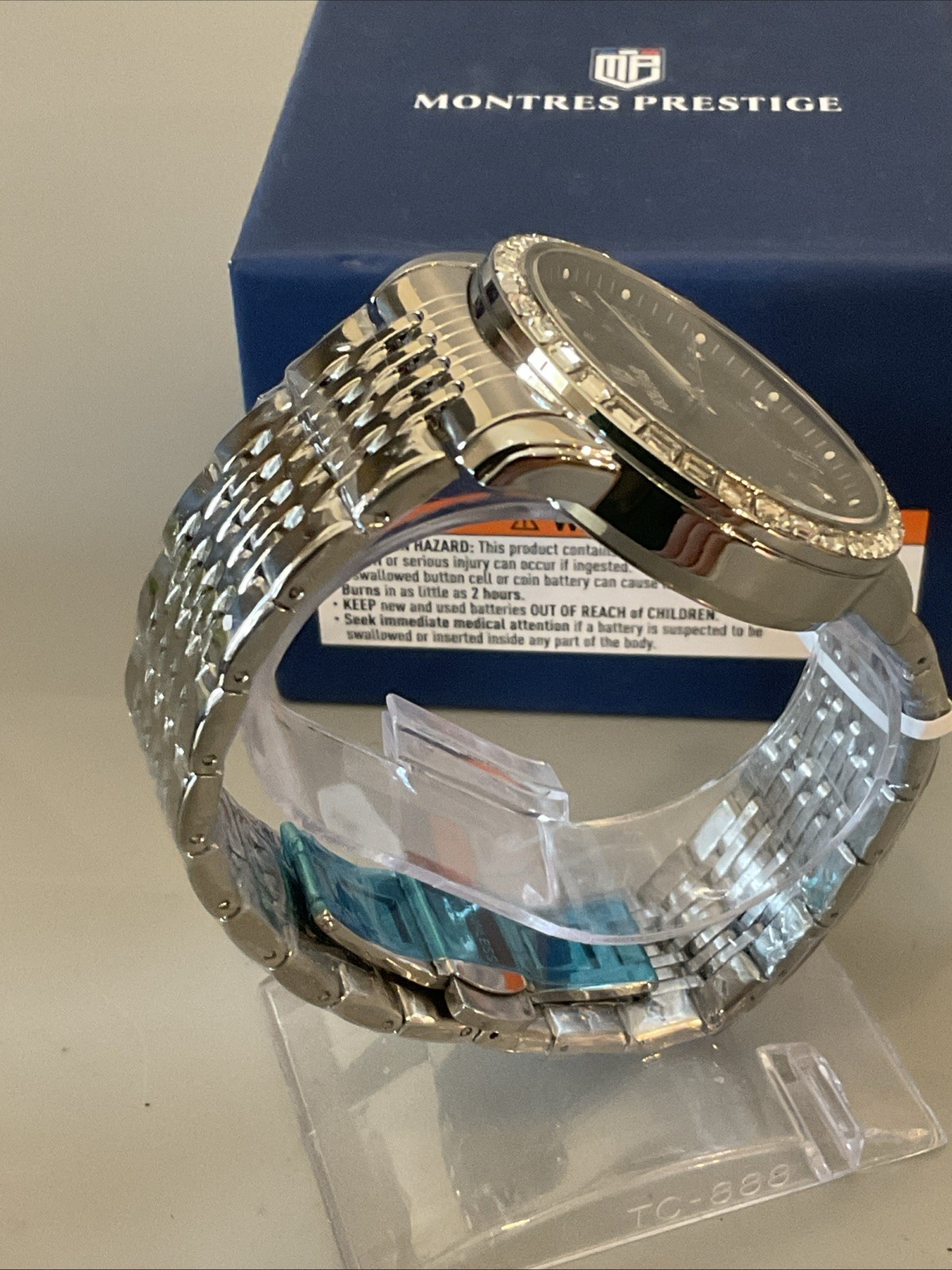 Montres Prestige By Invicta Mpw 0245 Silver And Black Chrystal Bezel New