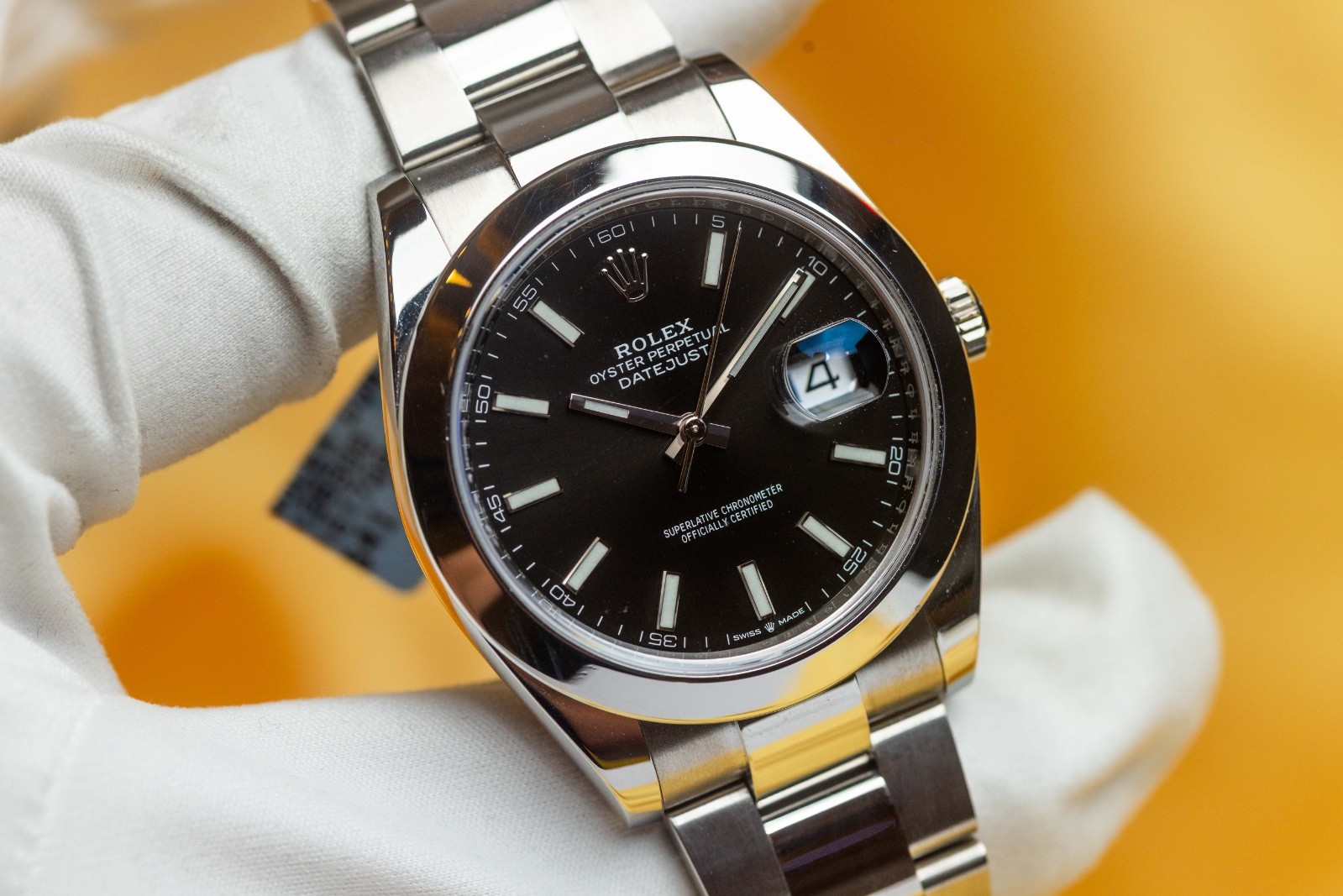 Rolex Datejust 41 Black Stick Dial – Smooth Bezel, Oyster Bracelet – 126300