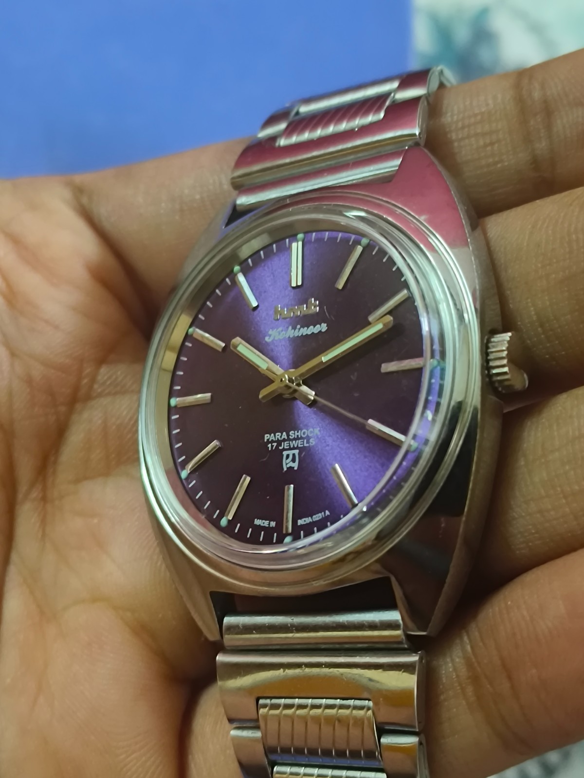 Vintage HMT Kohinoor Purple 17 Jewels Mechanical Hand Winding Men’s Wrist Watch