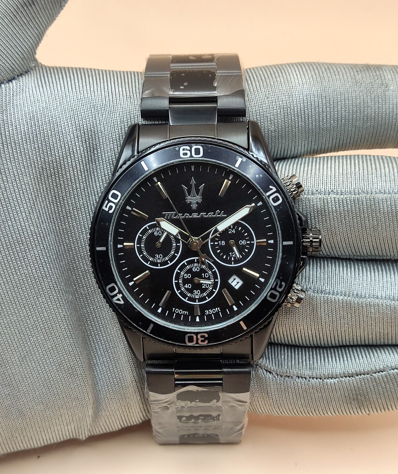 Amazing Maserati Chronograph Black Dial Analog Refurbished Men’s Wrist Watch