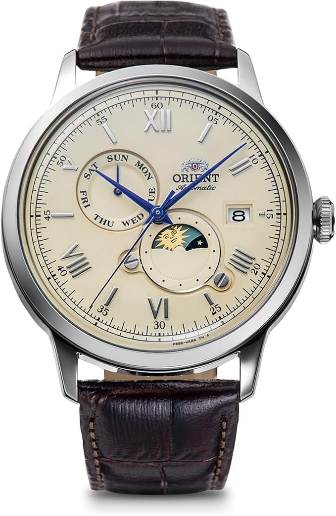 Orient Bambino RN-AK0803Y Sun & Moon Automatic Ivory Dial Men’s Watch New