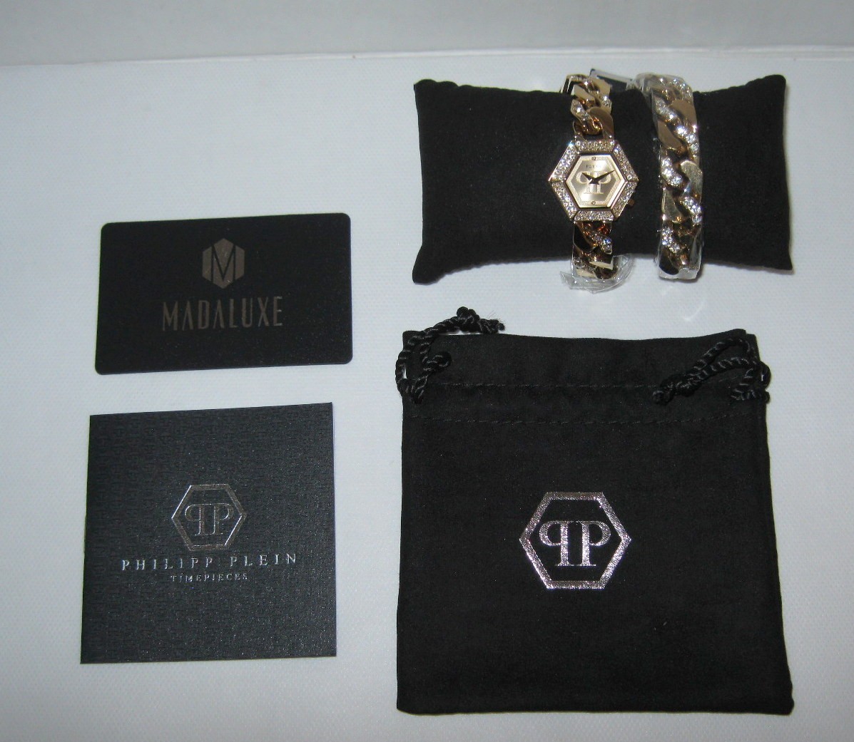 Philipp Plein The Hexagon Groumette Crystal Accent Yellow Gold Bracelet Watch