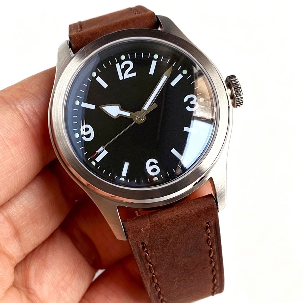 Tandorio Retro 38mm Field Watch for Men Sapphire Glass NH35/Asia2824 Clear Back