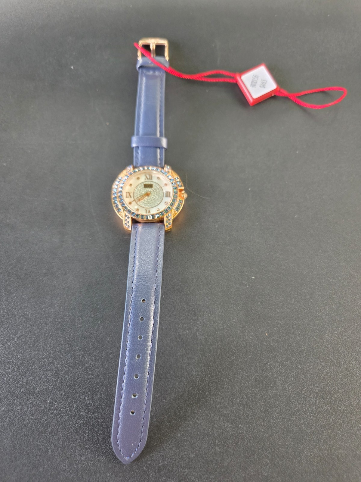 Women’s Burgi BUR156BU Square Swarovski Crystal Mother of Pearl Diamond Watch