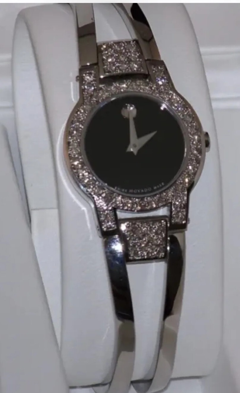 Brand New Ladies Movado Amorosa Custom Diamond Watch – 0604759 Aprx (0.90CT)