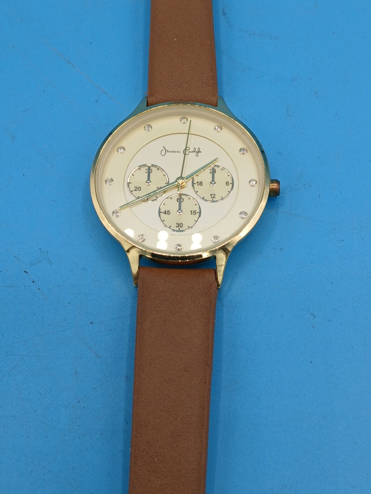 Wrist Watch Jessica Carlyle Watch Brown Band Gold Tone New Battery