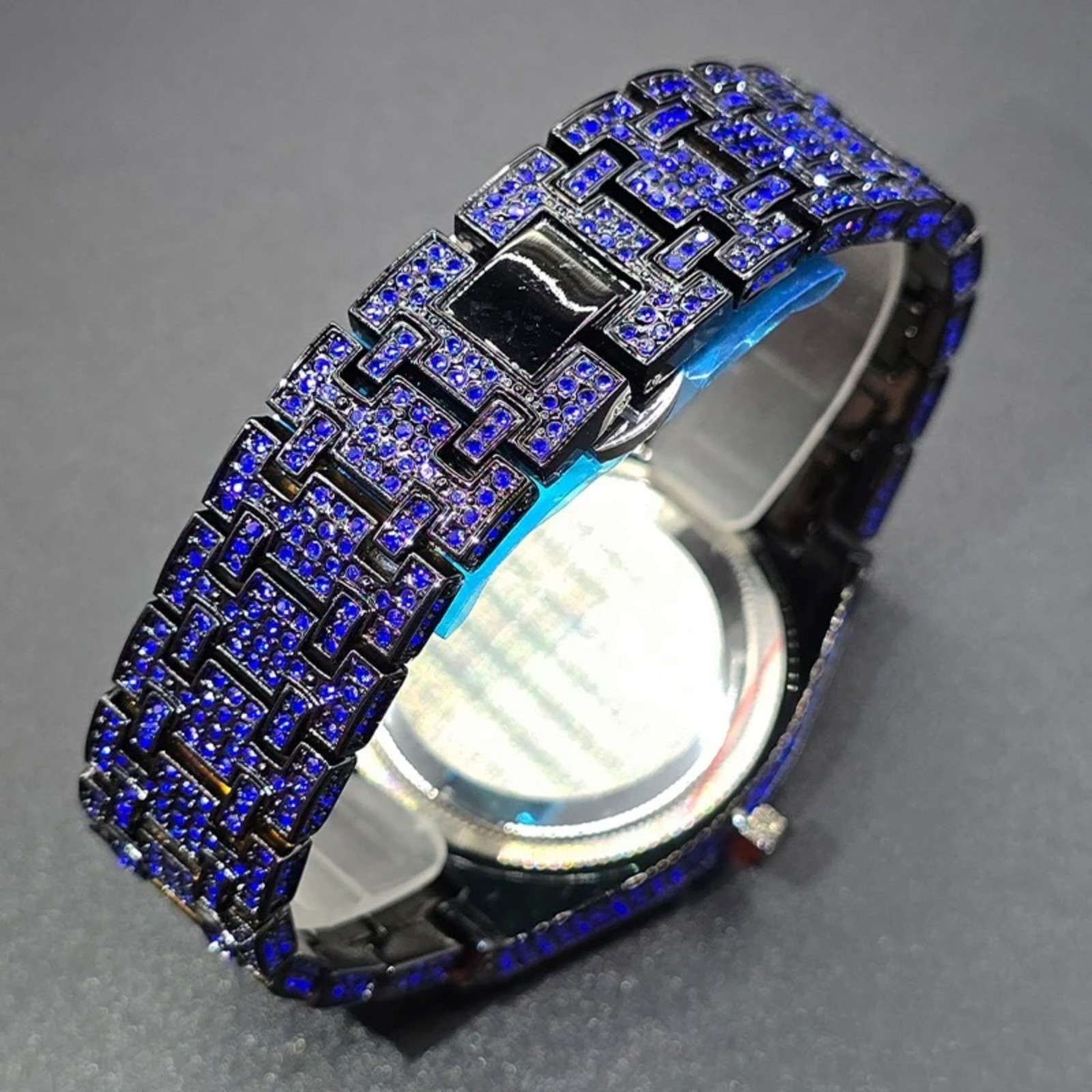 Mens Diamond Bling Watch Quartz Luxury Zircon Bezel Fashion Wristwatch