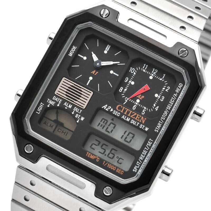 CITIZEN COLLECTION JG2126-69E RECORD LABEL Thermo Sensor Watch Ana-Digi Temp