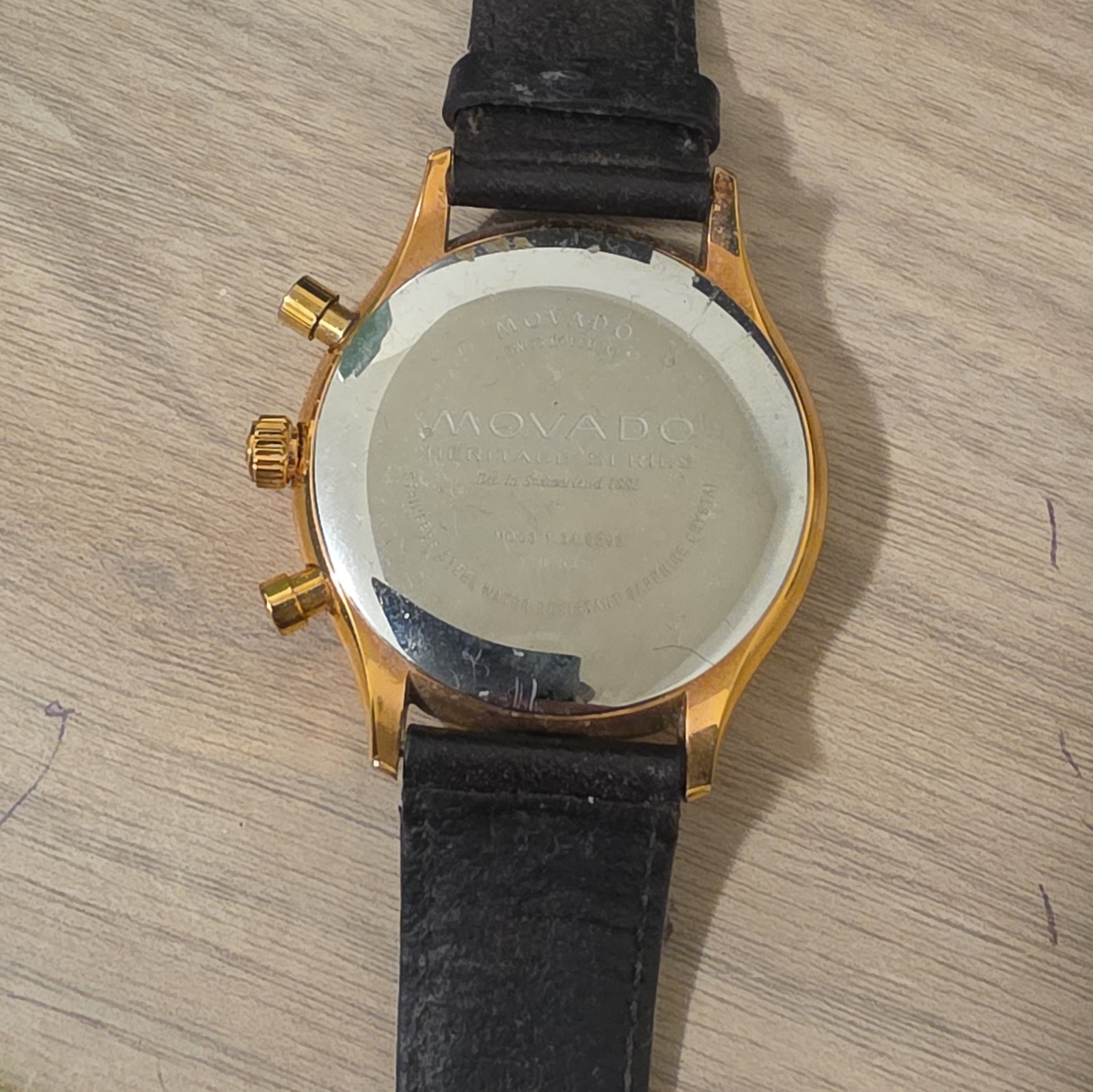 Movado Centoplan Men’s Quartz Chronograph Black Dial Gold Case 40mm