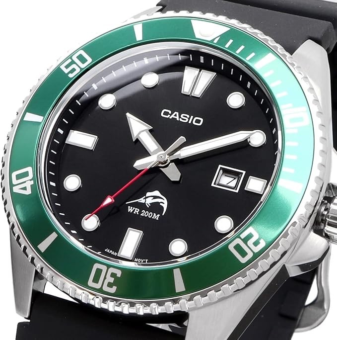 CASIO Duro Diver Watch 200M MDV-106 Green Bezel Quartz Black