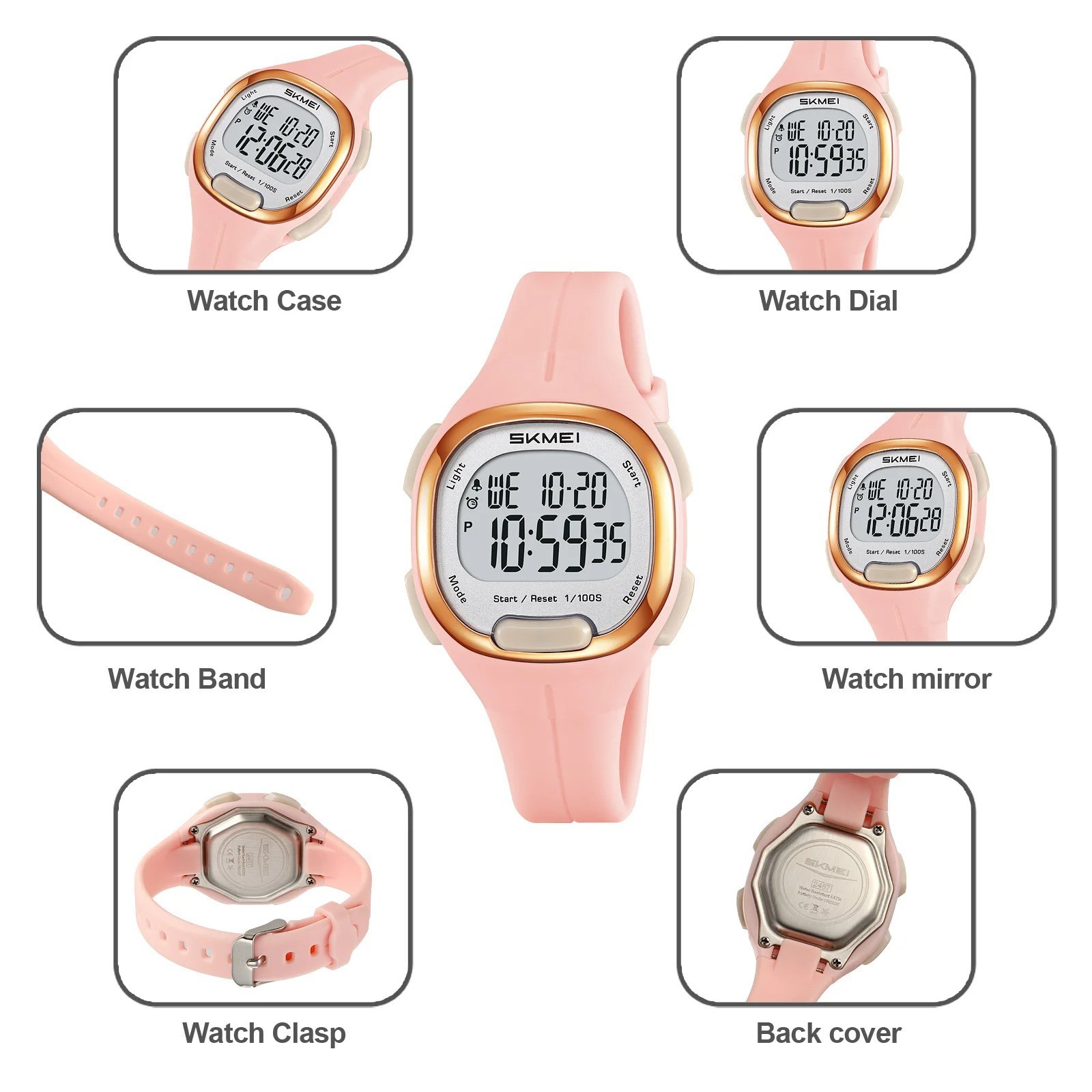 SKMEI Girls Digital Watch Waterproof Sports LED Silicone Kids Student Watch
