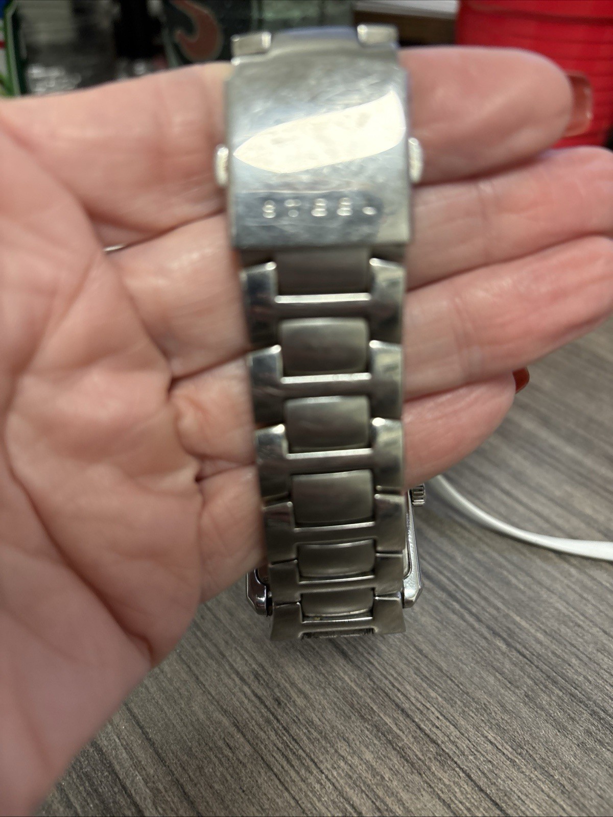 GUESS Heavy Metal Men’s 44mm Silver Tone Rectangle Chronograph Watch Black Dial