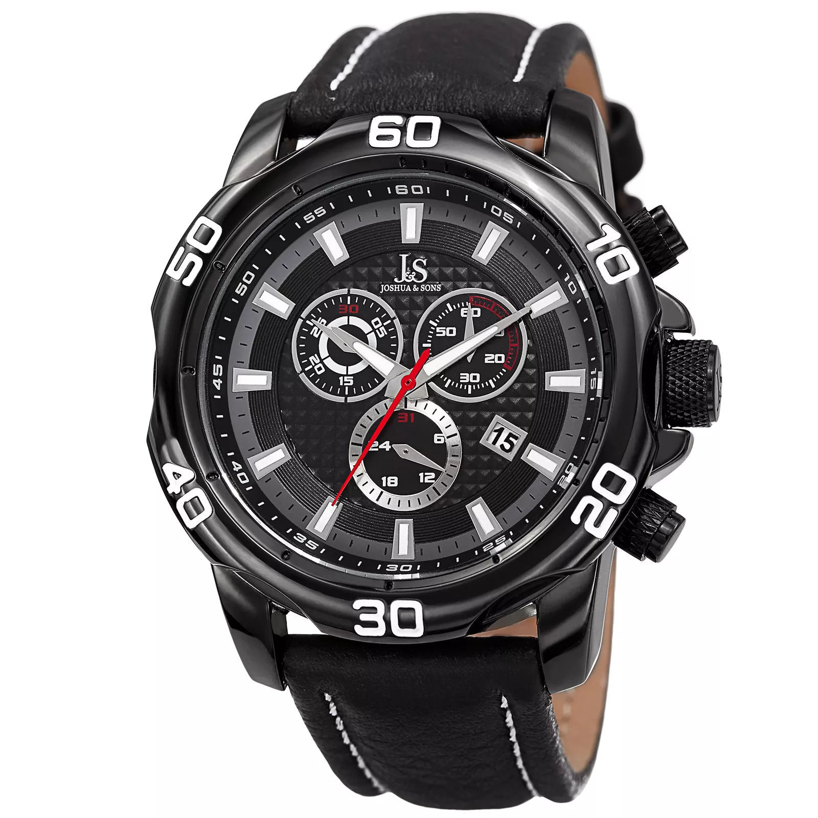 Joshua & Sons JX109BK Round Black Dial Chronograph Quartz Black Strap Mens Watch