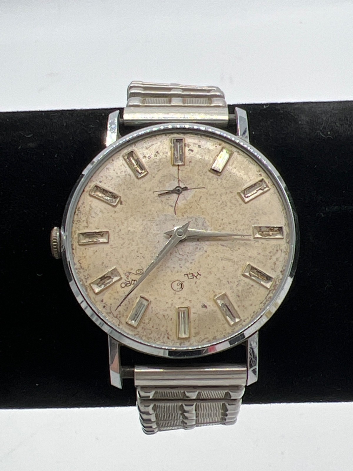Helbros Vintage 7 Jewel Mens Mechanical Watch Chrome Plated Bezel Swiss Made Non