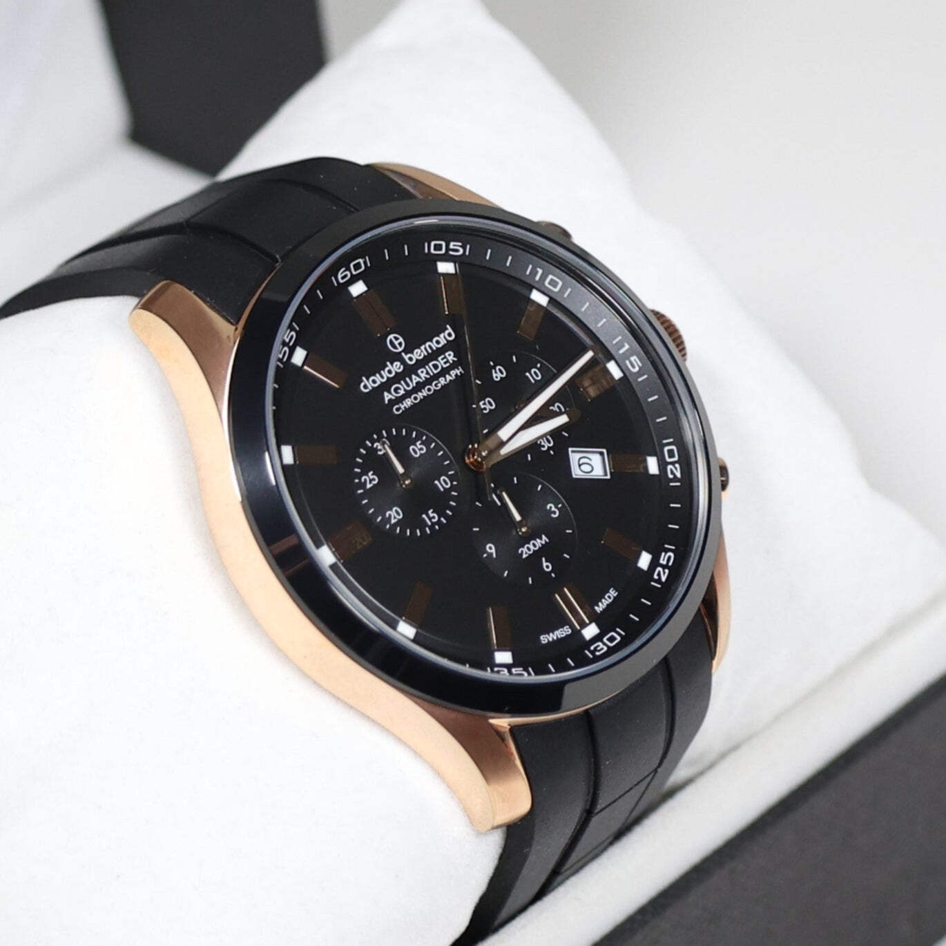 Claude Bernard Black Dial Rose Gold Tone Men’s Chronograph Watch 10222-37RNCA-NI
