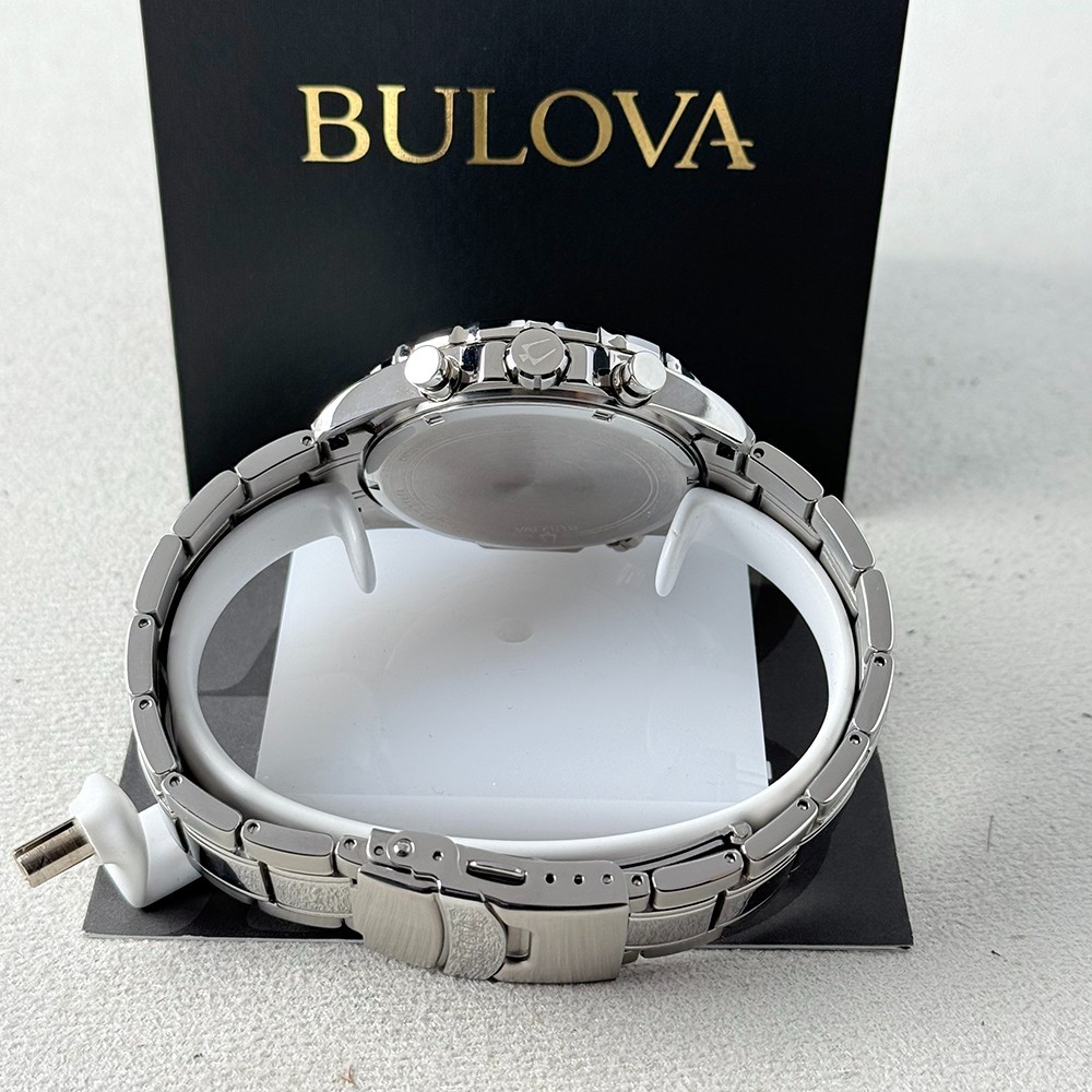 Bulova Men’s Marine Star Chronograph White Dial Stainless Quartz Watch 96B255