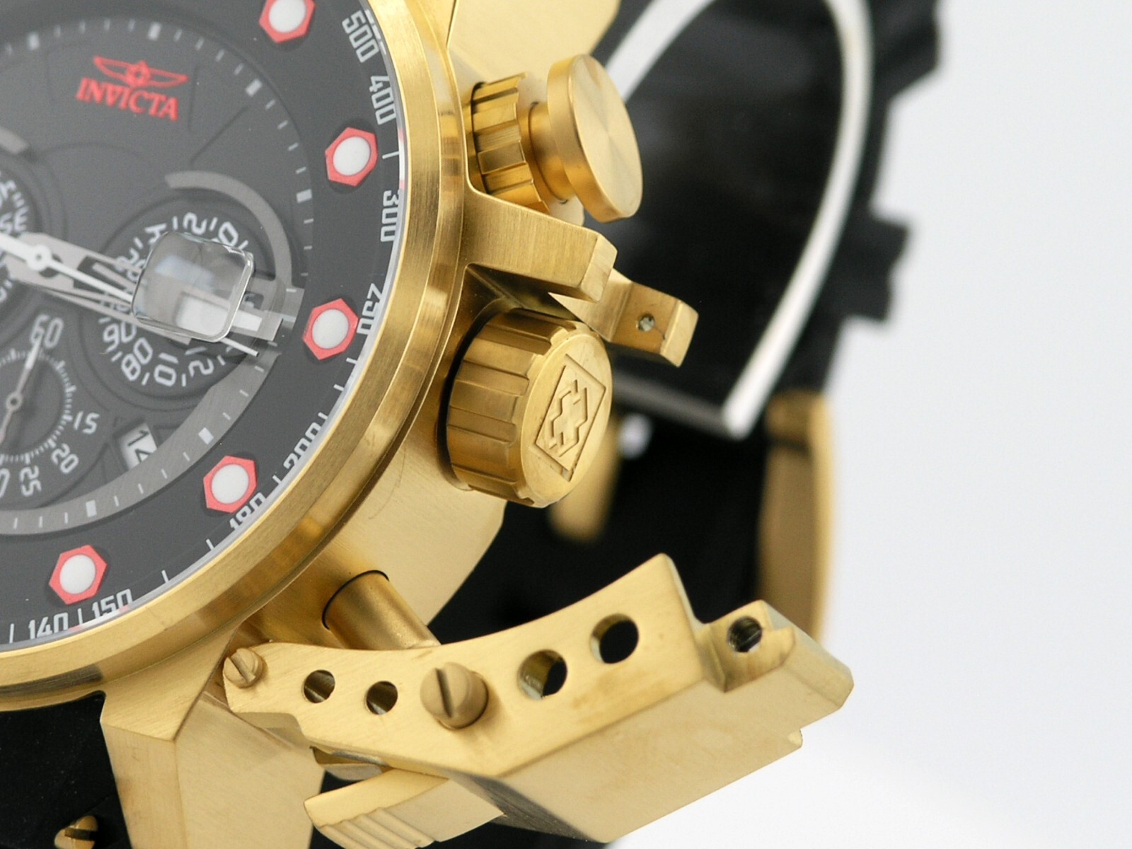 NEW INVICTA 25272 I FORCE BOMBER CHRONOGRAPH BLACK DIAL GOLD STEEL WATCH