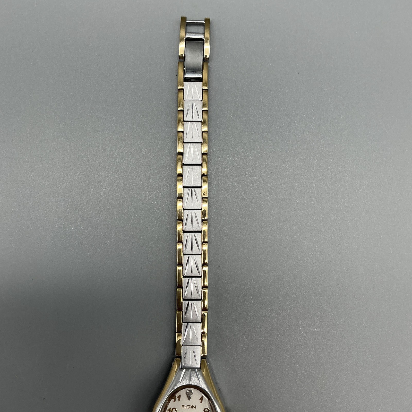 Elgin Womens Watch 19mm Two Tone Silver Gold Diamond Accent New Battery 8″