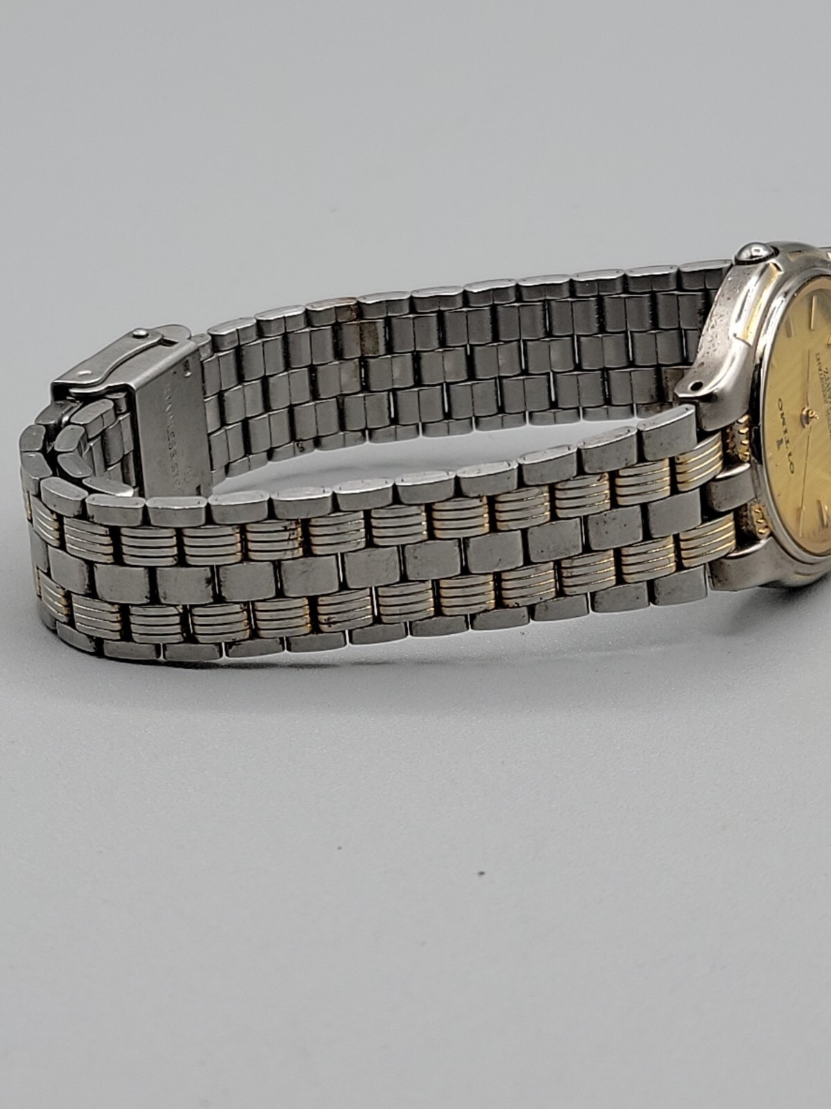Vintage 18kgp Ottimo Unisex Quartz Watch Rare Yellow Dial 7″ 30mm