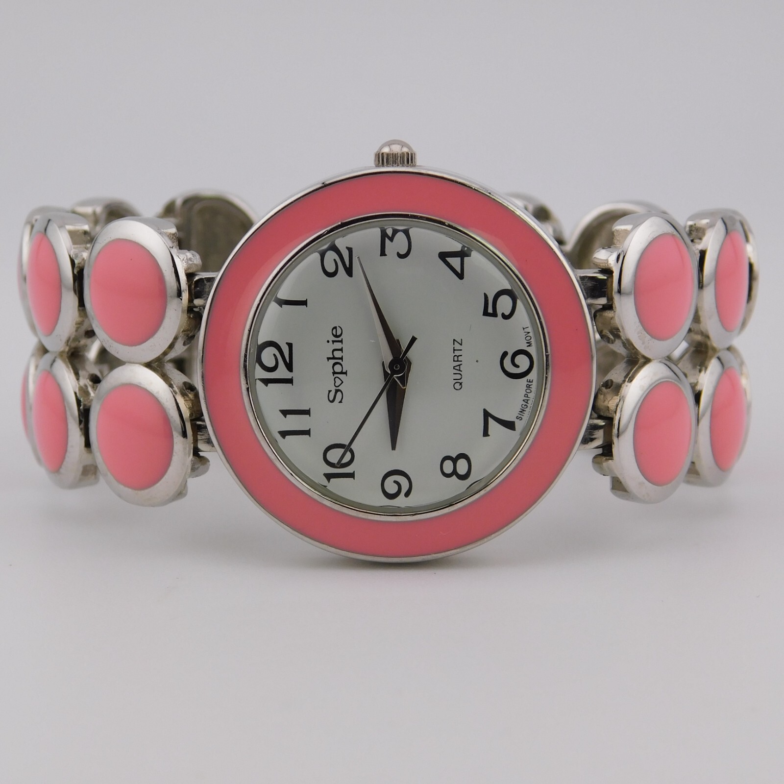 Sophie Pink-Tone Enameled Quartz Analog Women’s Watch Sz. 6″ New Battery