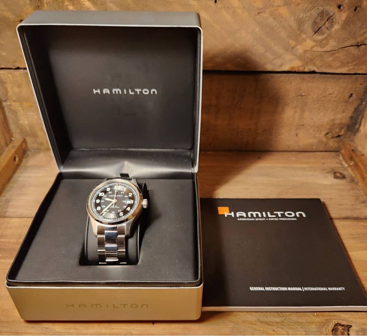Hamilton Khaki Titanium Automatic Jazzmaster Watch Box Booklet Black Date Round