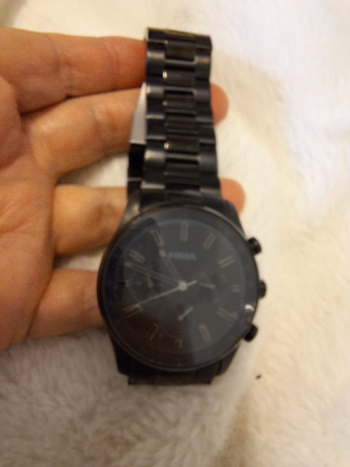 Fossil BQ2448 Chronograph Tachymeter Quartz Black SS Bracelet 44mm 50m