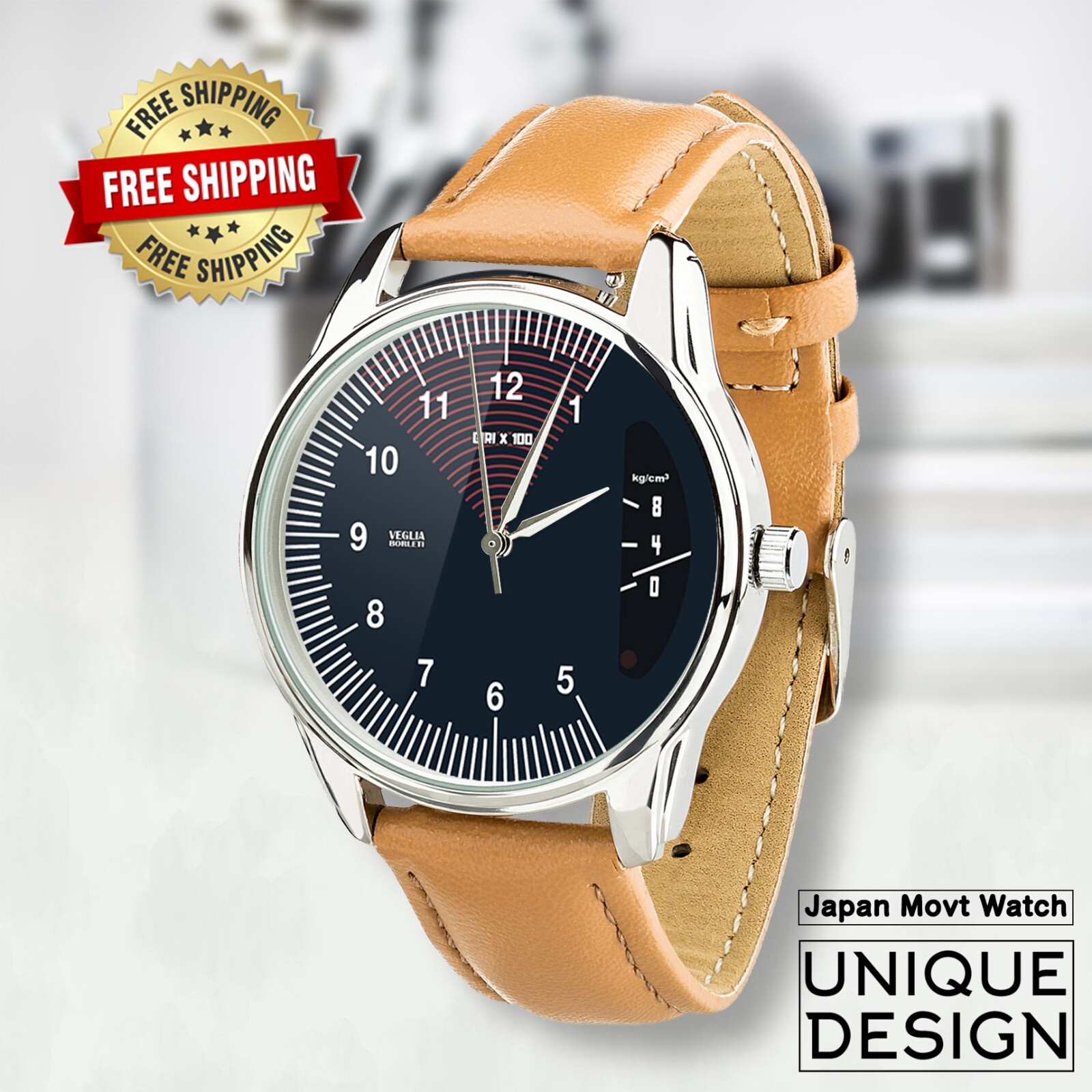 RPM Gauge Watch, Retro Speedometer Design, Tachometer Unique Gift, Unisex