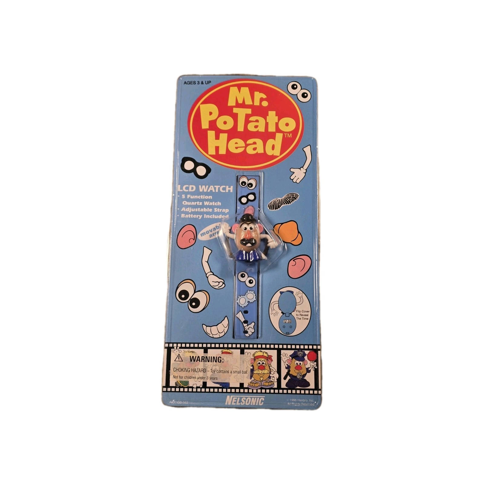 Vintage Mr Potato Head LCD Watch 1996 Flip Cover 5 Function Quartz Hasbro NEW