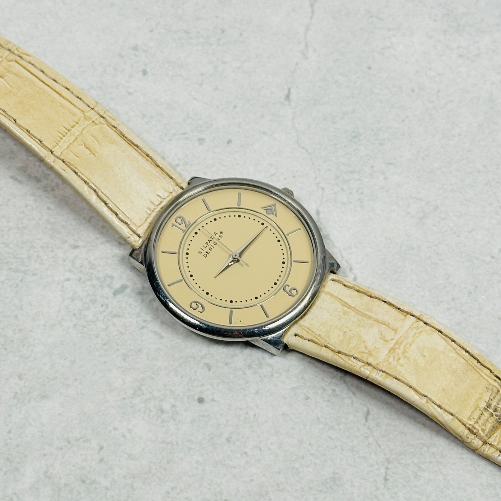 Silpada Designs Watch Womens 34mm Cream Leather Band Silver Tone New Battery